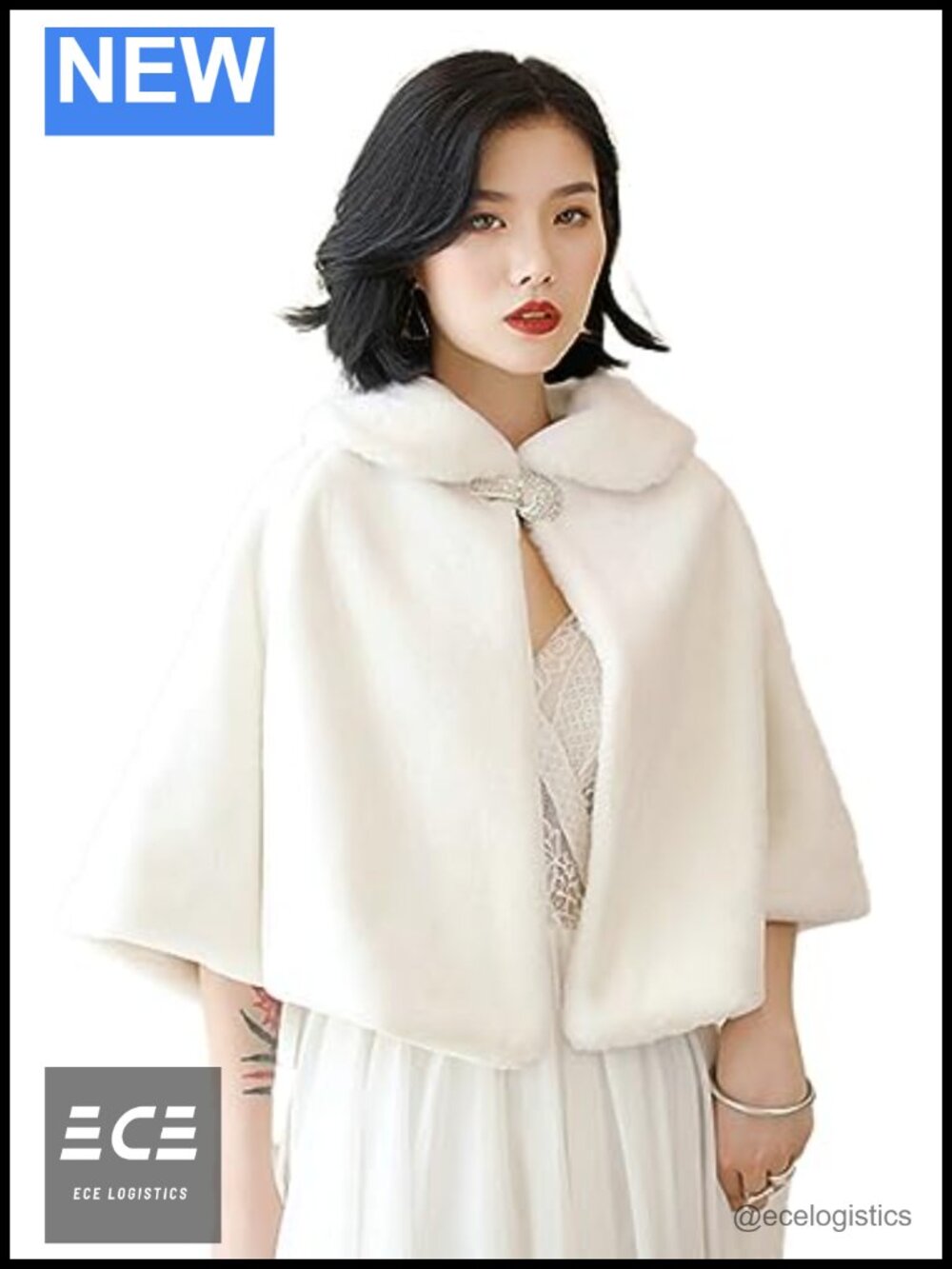 Faux Fur Shawl Wrap Scarf for Women Winter Wedding Cape